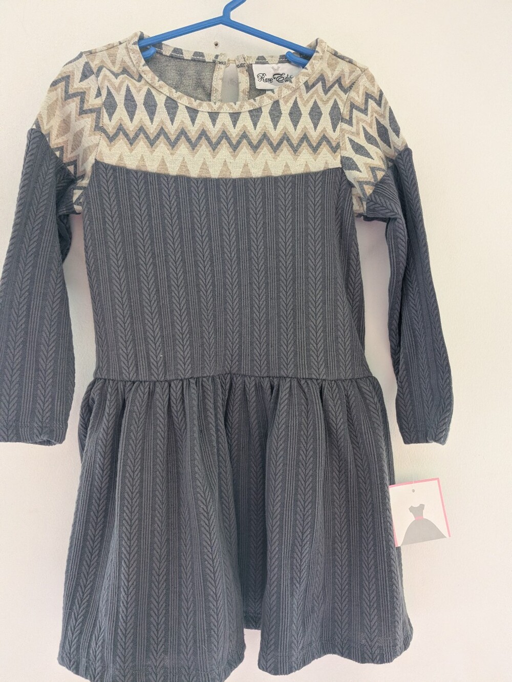 RATE EDITIONS Little Girl's Long Sleeve Gray Knitted Dress - Size 4